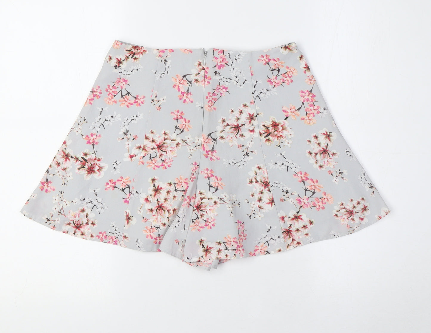 Miss Selfridge Womens Grey Floral Polyester Basic Shorts Size 8 L3 in Regular Zip