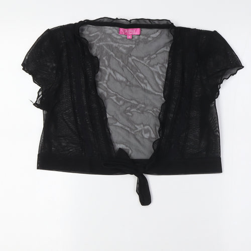 Pineapple Womens Black Polyester Basic Button-Up Size 14 V-Neck - Sheer