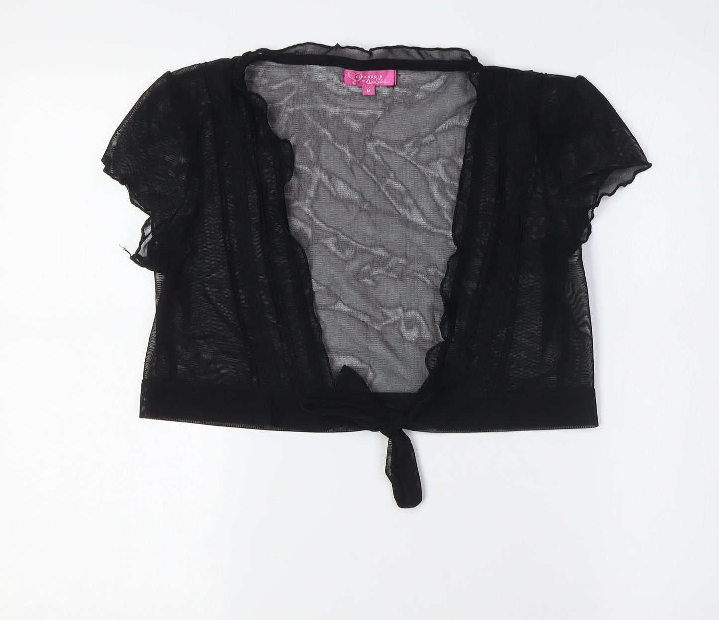 Pineapple Womens Black Polyester Basic Button-Up Size 14 V-Neck - Sheer