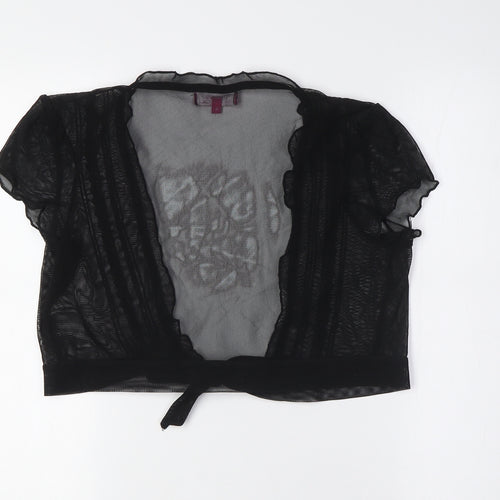 Pineapple Womens Black Polyester Basic Button-Up Size 14 V-Neck - Sheer