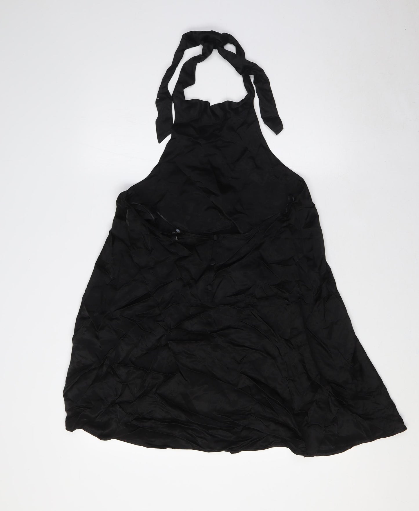 Zara Womens Black Viscose A-Line Size M Halter Button