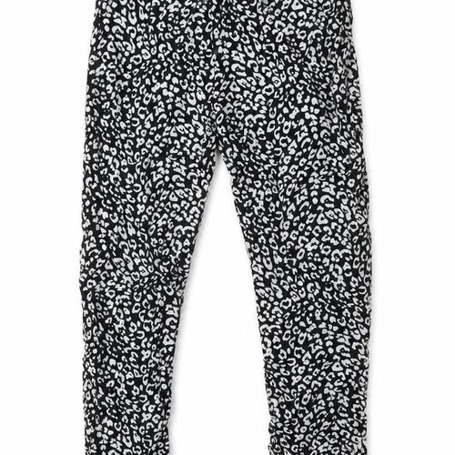 C&A Girls Black Animal Print Viscose Capri Trousers Size 12 Years L26 in Regular - Elasticated Waist