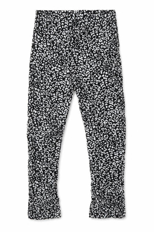 C&A Girls Black Animal Print Viscose Capri Trousers Size 12 Years L26 in Regular - Elasticated Waist
