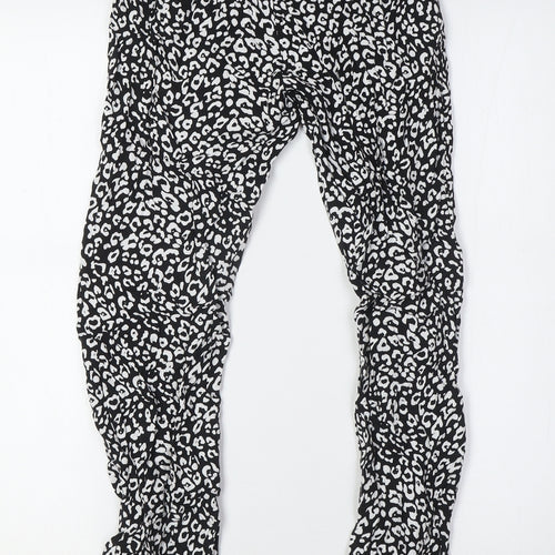 C&A Girls Black Animal Print Viscose Capri Trousers Size 12 Years L26 in Regular - Elasticated Waist