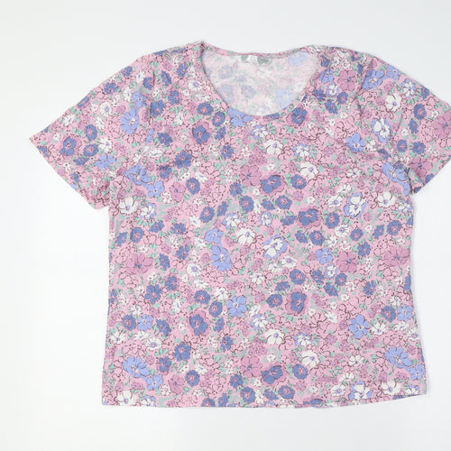 Bonmarché Womens Multicoloured Floral Cotton Top Pyjama Top Size 12 - sIZE 12-14