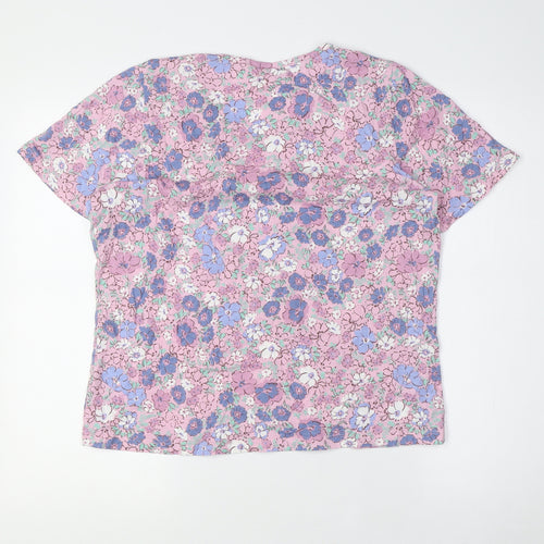 Bonmarché Womens Multicoloured Floral Cotton Top Pyjama Top Size 12 - sIZE 12-14