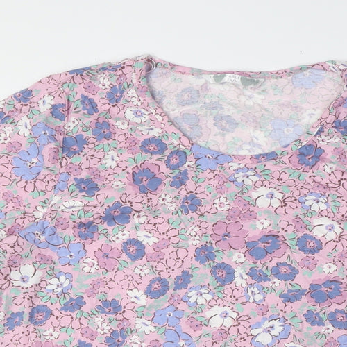 Bonmarché Womens Multicoloured Floral Cotton Top Pyjama Top Size 12 - sIZE 12-14