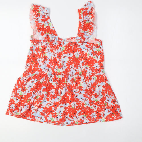 Dorothy Perkins Womens Multicoloured Floral Polyester Basic Button-Up Size 6 Square Neck - Peplum