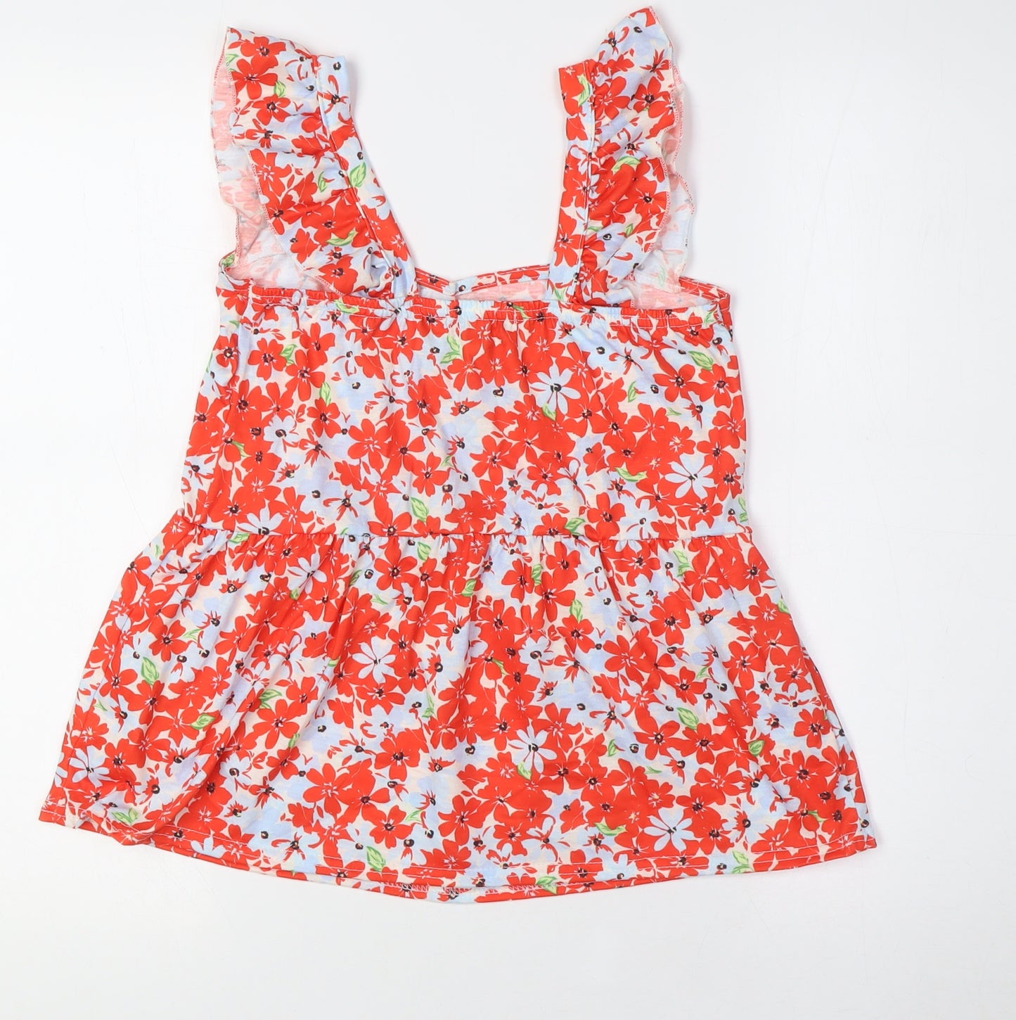 Dorothy Perkins Womens Multicoloured Floral Polyester Basic Button-Up Size 6 Square Neck - Peplum