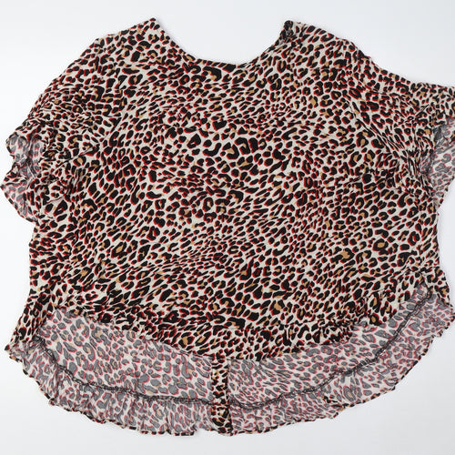 Stella Morgan Womens Multicoloured Animal Print Viscose Basic Button-Up Size 10 Boat Neck - Buttons Down Back