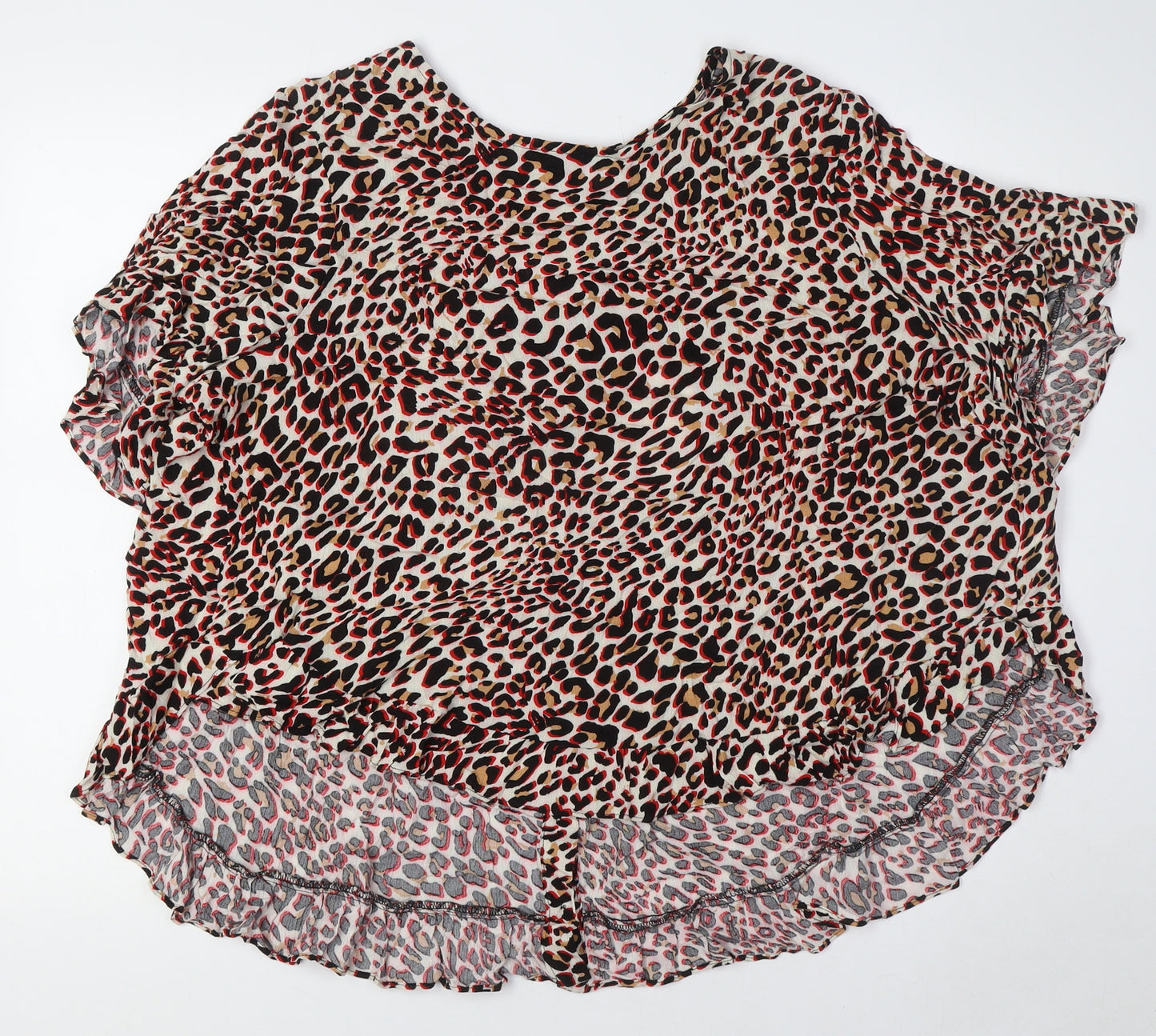Stella Morgan Womens Multicoloured Animal Print Viscose Basic Button-Up Size 10 Boat Neck - Buttons Down Back