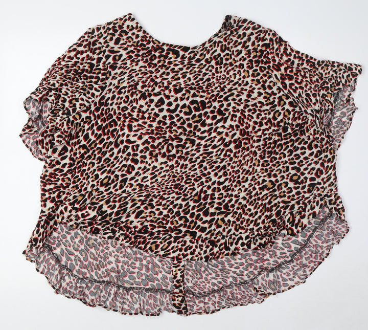 Stella Morgan Womens Multicoloured Animal Print Viscose Basic Button-Up Size 10 Boat Neck - Buttons Down Back