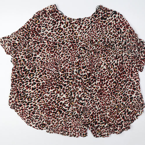 Stella Morgan Womens Multicoloured Animal Print Viscose Basic Button-Up Size 10 Boat Neck - Buttons Down Back