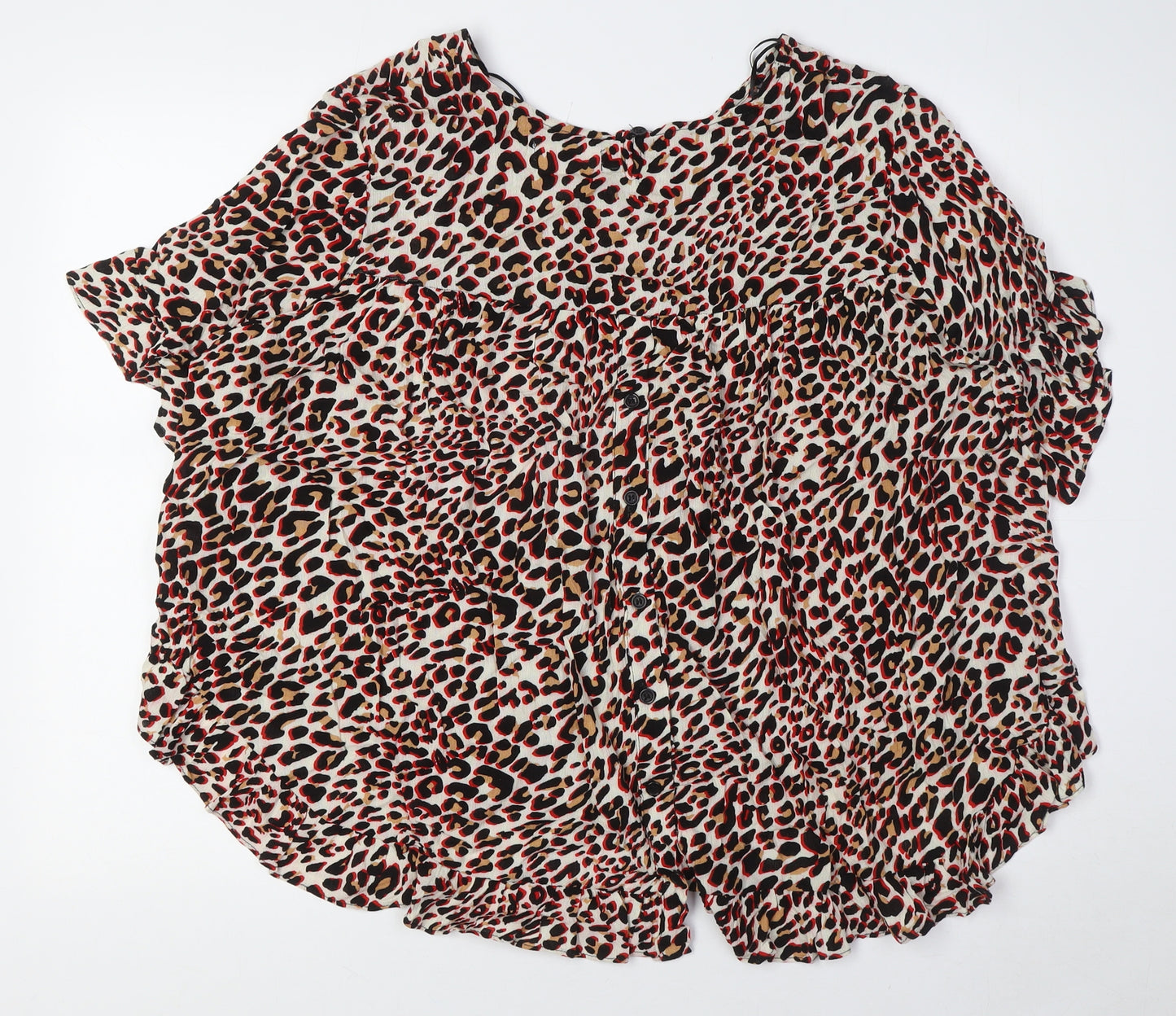 Stella Morgan Womens Multicoloured Animal Print Viscose Basic Button-Up Size 10 Boat Neck - Buttons Down Back