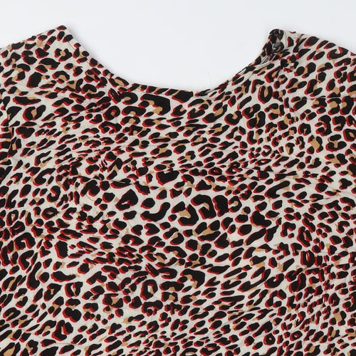Stella Morgan Womens Multicoloured Animal Print Viscose Basic Button-Up Size 10 Boat Neck - Buttons Down Back