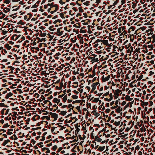 Stella Morgan Womens Multicoloured Animal Print Viscose Basic Button-Up Size 10 Boat Neck - Buttons Down Back