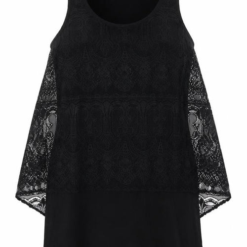 Topshop Womens Black Polyester A-Line Size 6 Scoop Neck - Lace Overlay