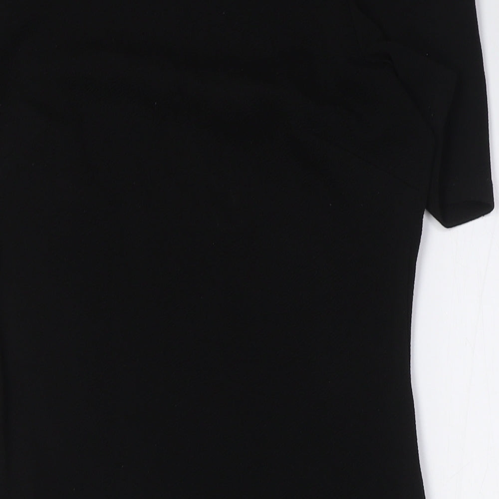 Dorothy Perkins Womens Black Polyester Pencil Dress Size 8 Boat Neck Zip