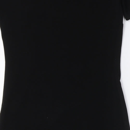 Dorothy Perkins Womens Black Polyester Pencil Dress Size 8 Boat Neck Zip