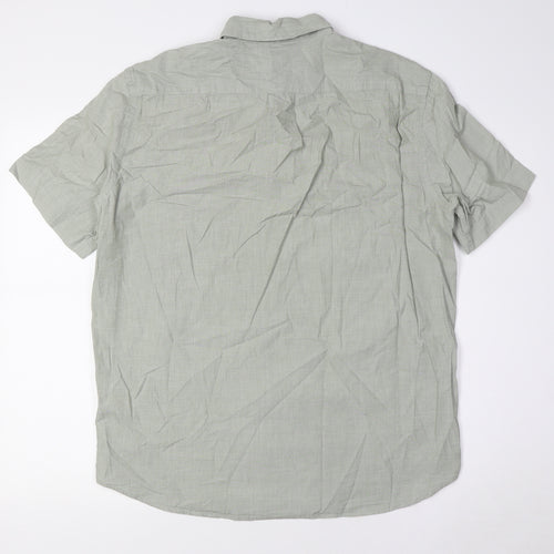 H&M Mens Green Cotton Button-Up Size M Collared Button - Button Down Collar