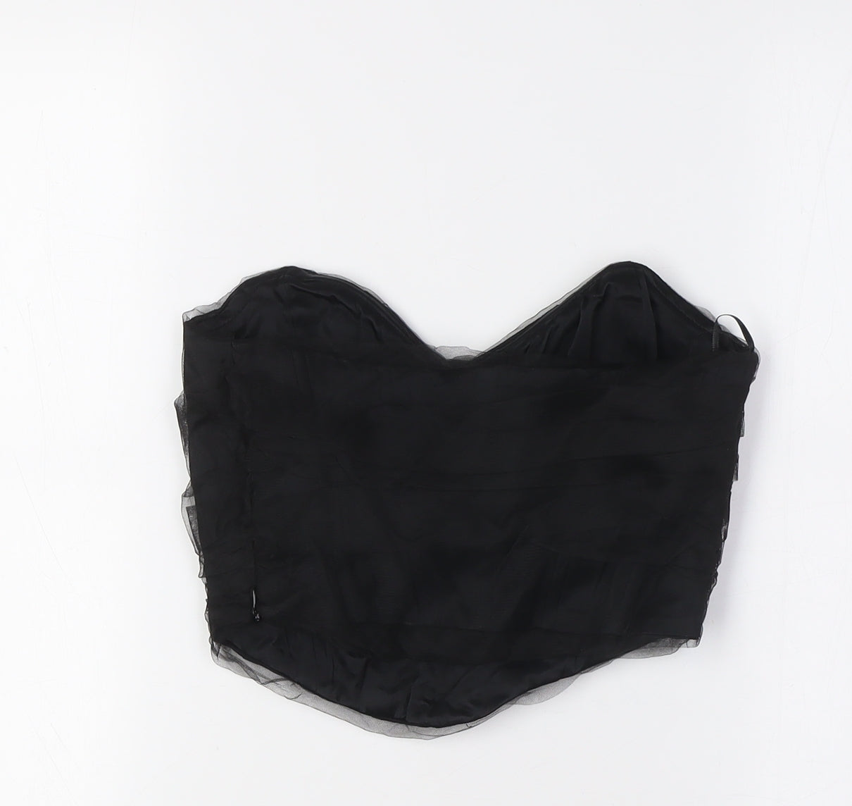 Zara Womens Black Viscose Cropped Button-Up Size S Off the Shoulder - Bodice