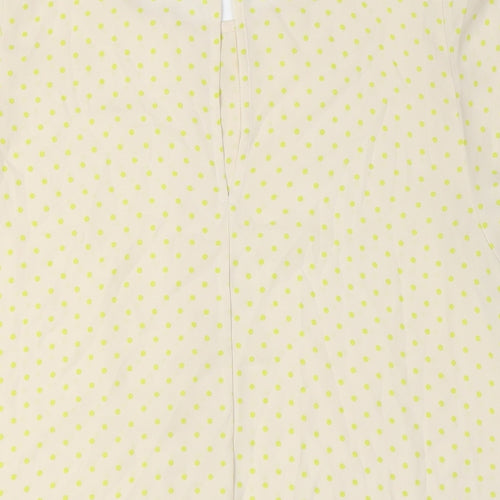 Benetton Womens Ivory Polka Dot Polyester Basic Button-Up Size M Round Neck
