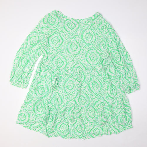 New Look Womens Green Viscose A-Line Size 16 V-Neck Button