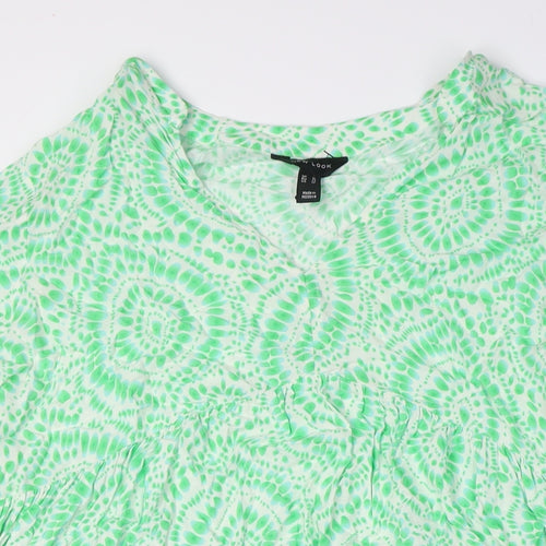 New Look Womens Green Viscose A-Line Size 16 V-Neck Button