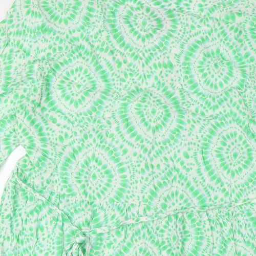 New Look Womens Green Viscose A-Line Size 16 V-Neck Button