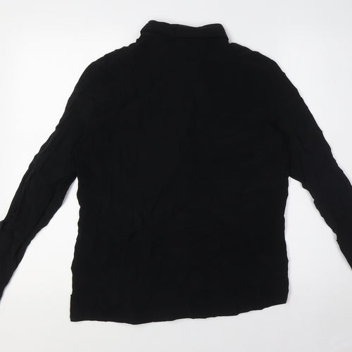 Zara Womens Black Polyester Basic Button-Up Size S Collared - Breast Pockets