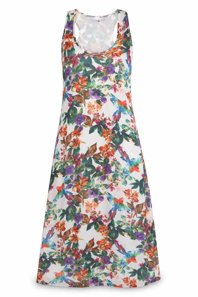 John Lewis Womens Multicoloured Floral Polyester A-Line Size 8 Scoop Neck - Racer Back