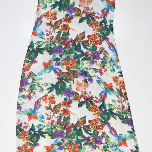 John Lewis Womens Multicoloured Floral Polyester A-Line Size 8 Scoop Neck - Racer Back