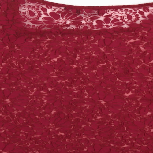 New Look Womens Red Floral Viscose Basic T-Shirt Size 14 Round Neck