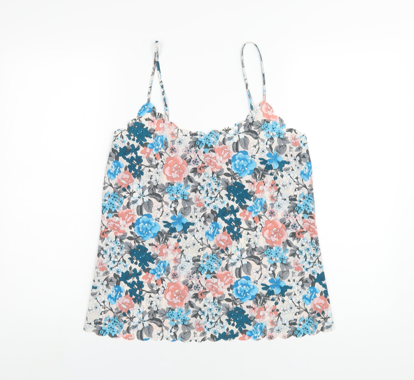 Oasis Womens Multicoloured Floral Polyester Camisole T-Shirt Size 10 V-Neck