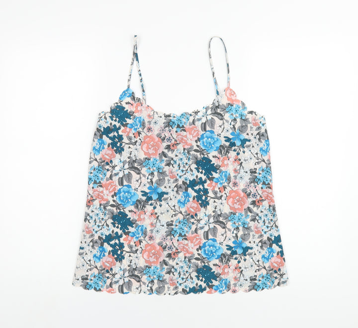 Oasis Womens Multicoloured Floral Polyester Camisole T-Shirt Size 10 V-Neck