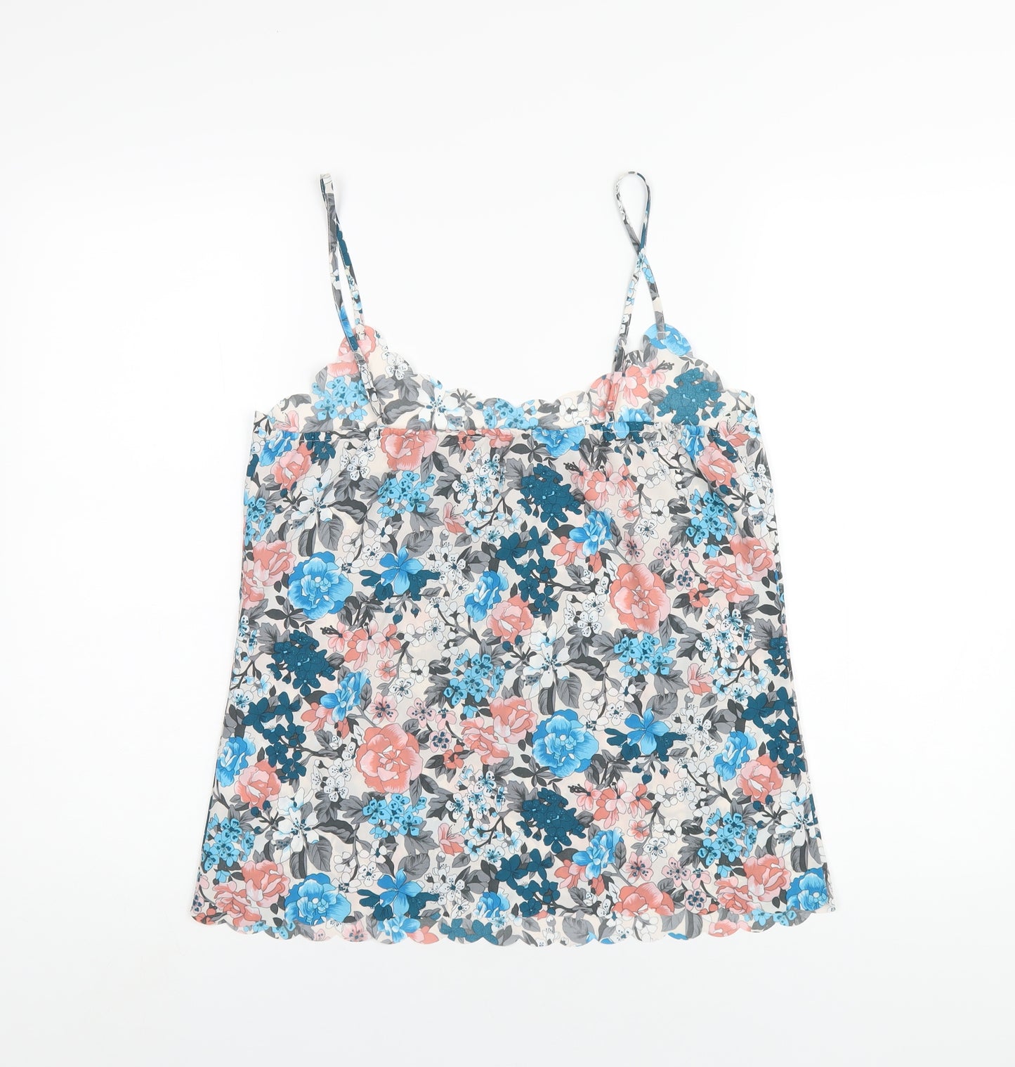 Oasis Womens Multicoloured Floral Polyester Camisole T-Shirt Size 10 V-Neck