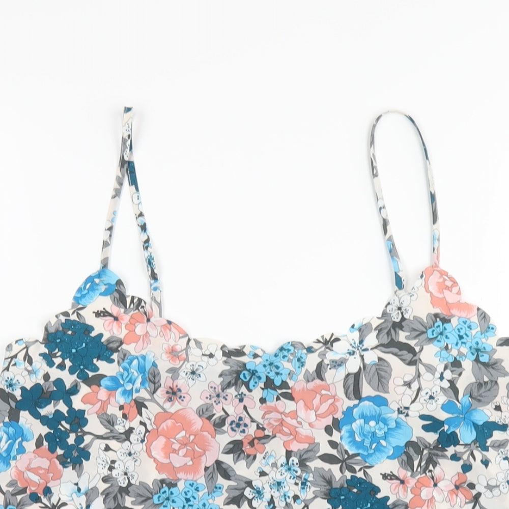 Oasis Womens Multicoloured Floral Polyester Camisole T-Shirt Size 10 V-Neck