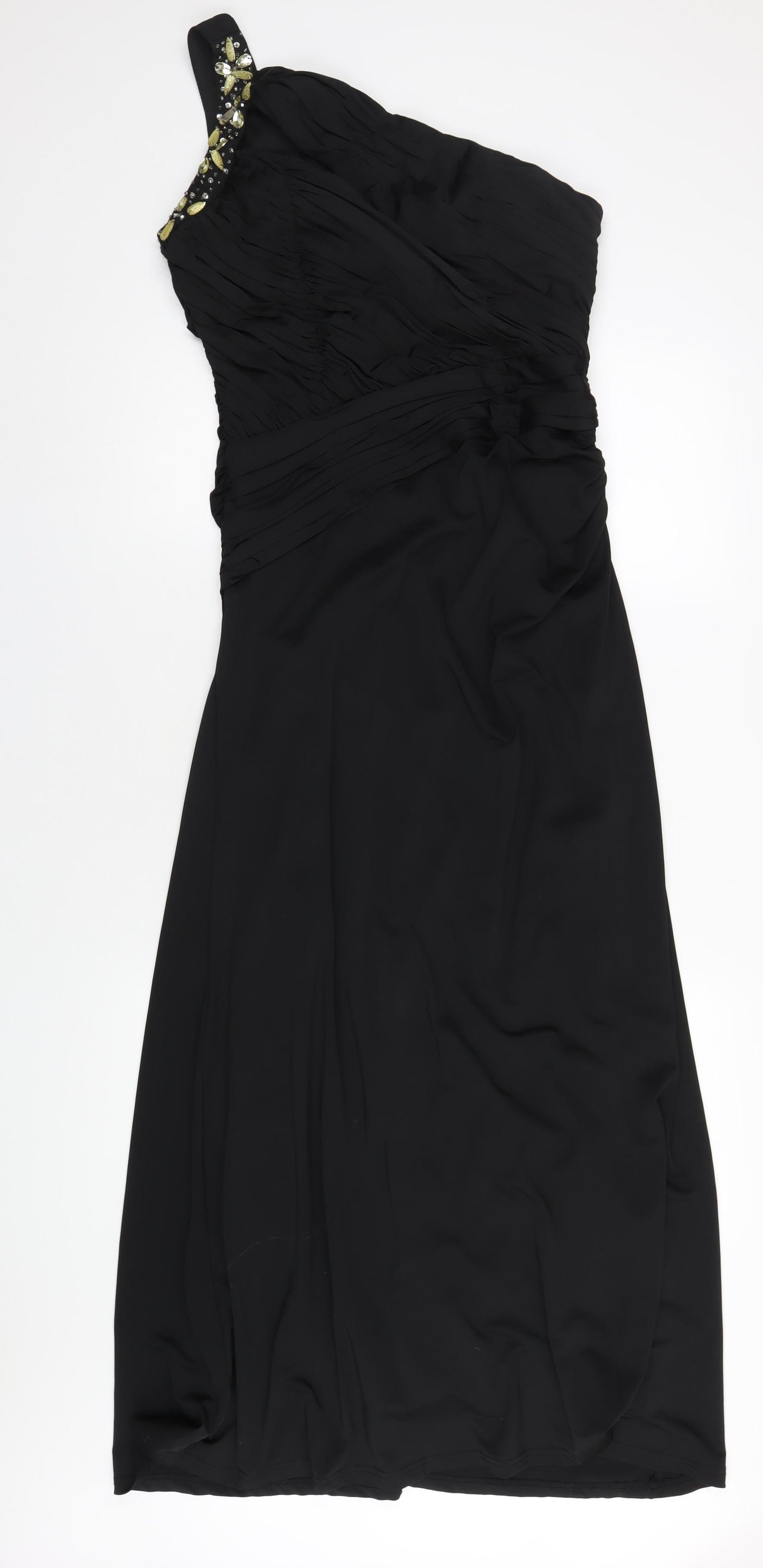 Quiz Womens Black Polyester Maxi Size 16 One Shoulder Zip