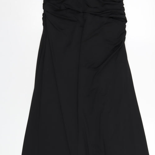 Quiz Womens Black Polyester Maxi Size 16 One Shoulder Zip