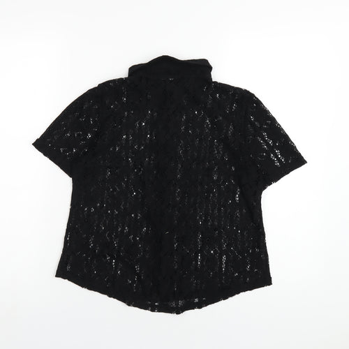 Golddigga Womens Black Polyester Basic Button-Up Size 10 Collared