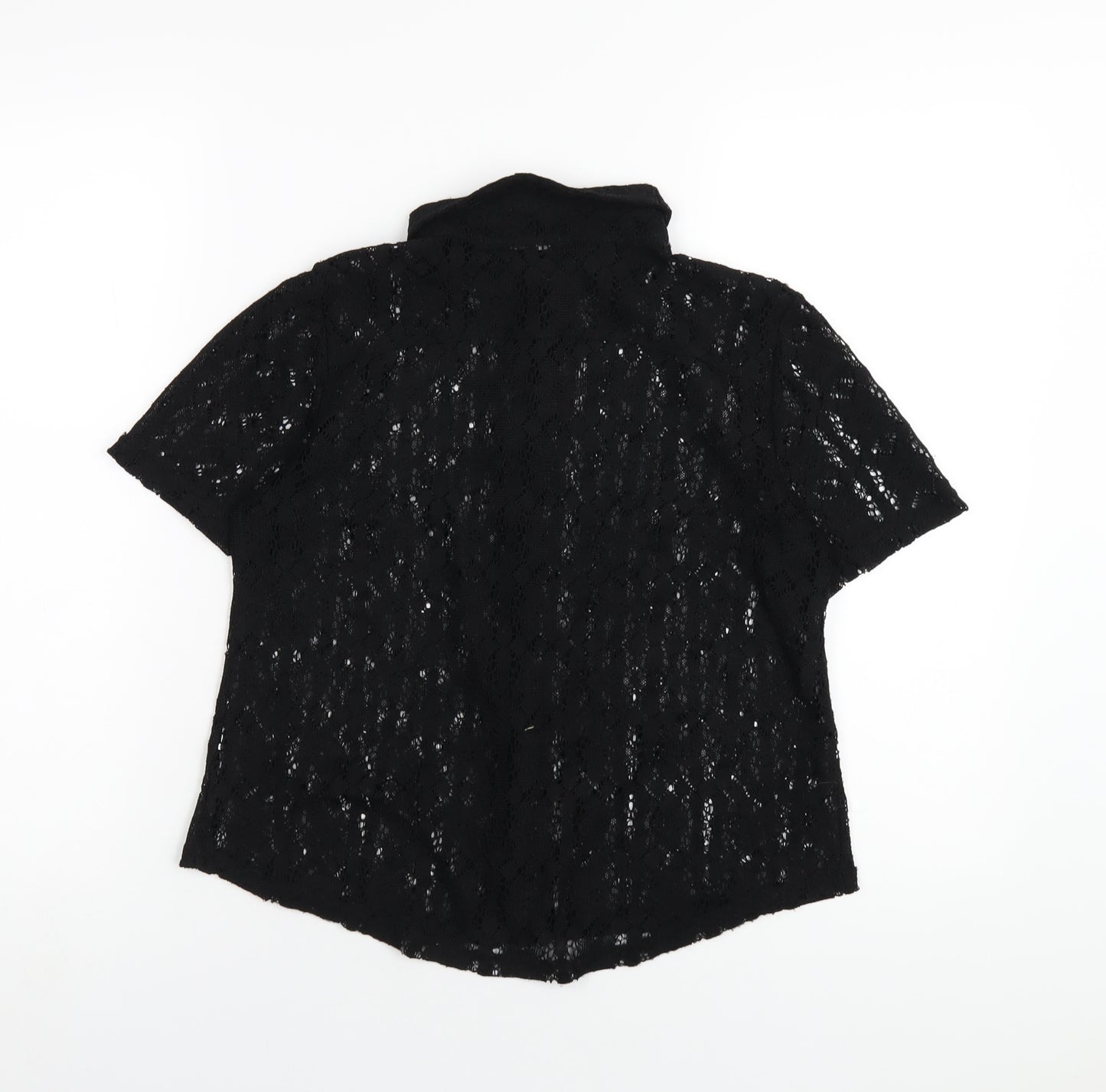 Golddigga Womens Black Polyester Basic Button-Up Size 10 Collared