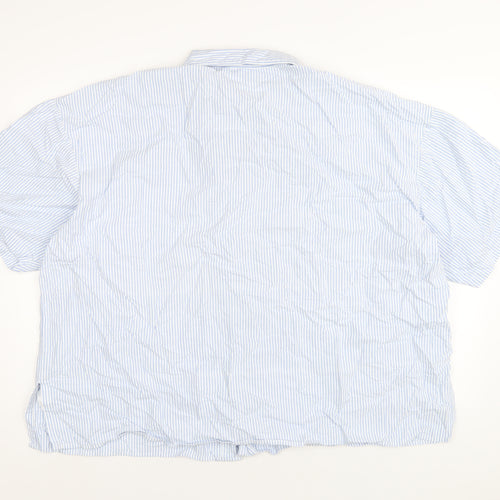 essence Womens Blue Striped Cotton Basic Button-Up Size 30 Collared