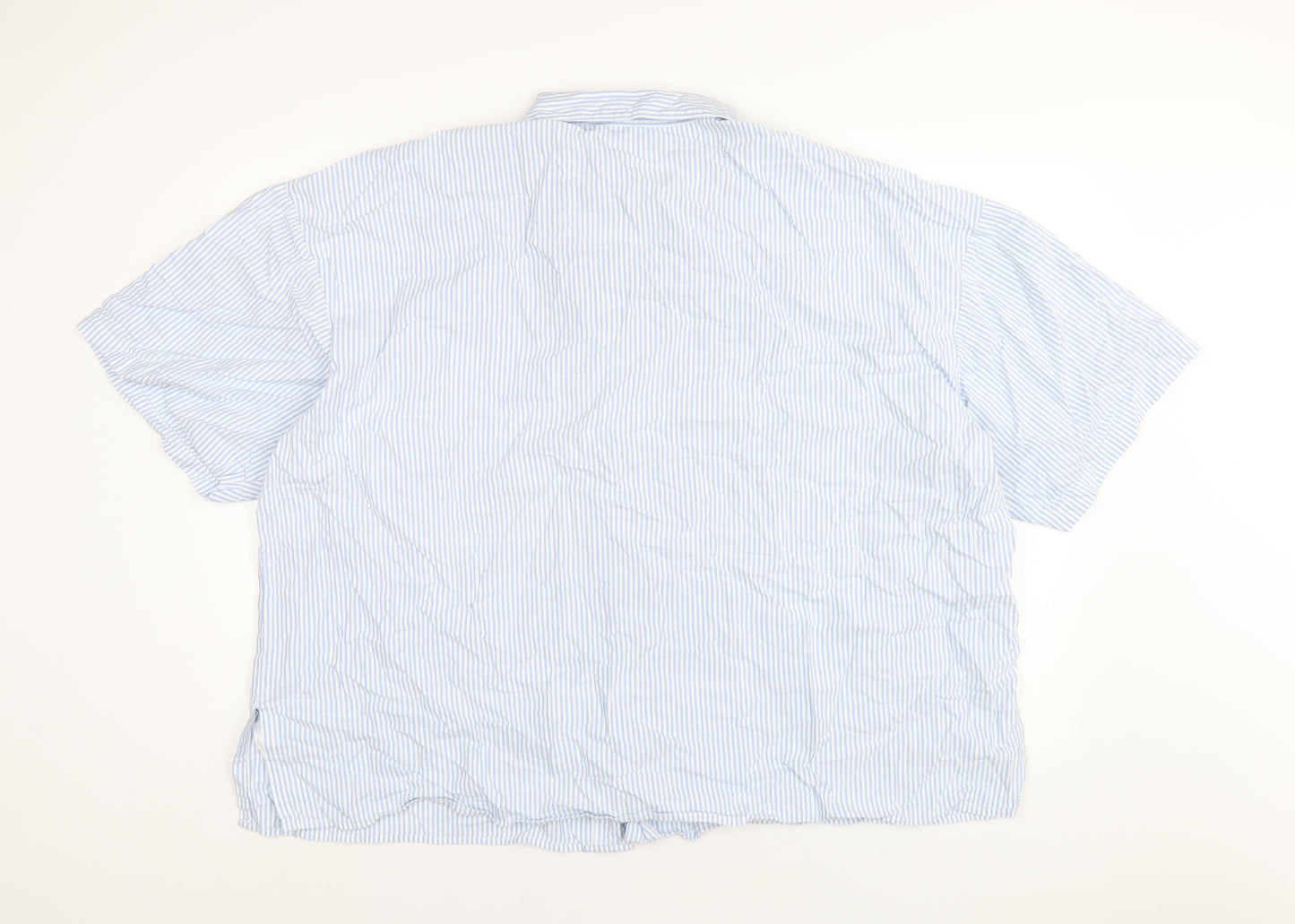 essence Womens Blue Striped Cotton Basic Button-Up Size 30 Collared