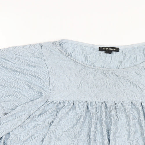 River Island Womens Blue Polyester Basic T-Shirt Size 12 Round Neck