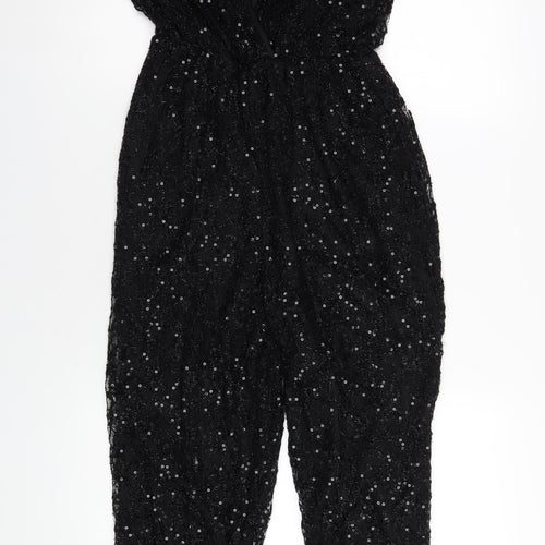Quiz Womens Black Polyester Jumpsuit One-Piece Size 14 L28 in Pullover