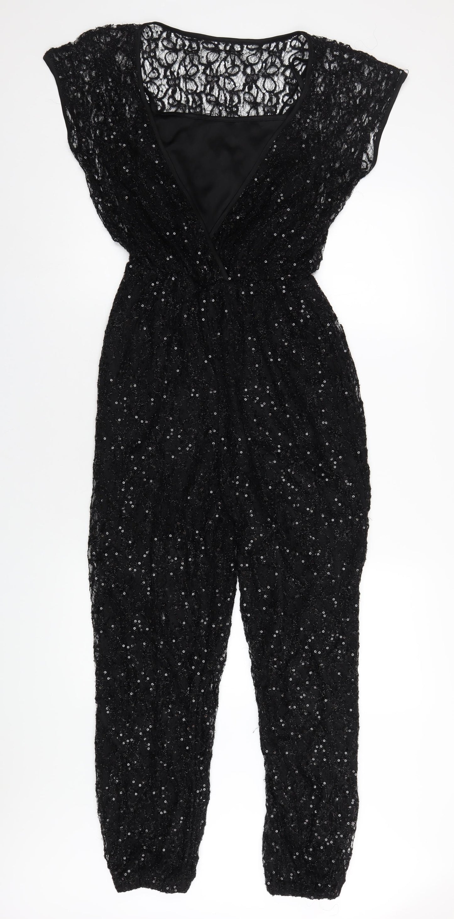 Quiz Womens Black Polyester Jumpsuit One-Piece Size 14 L28 in Pullover