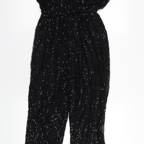 Quiz Womens Black Polyester Jumpsuit One-Piece Size 14 L28 in Pullover