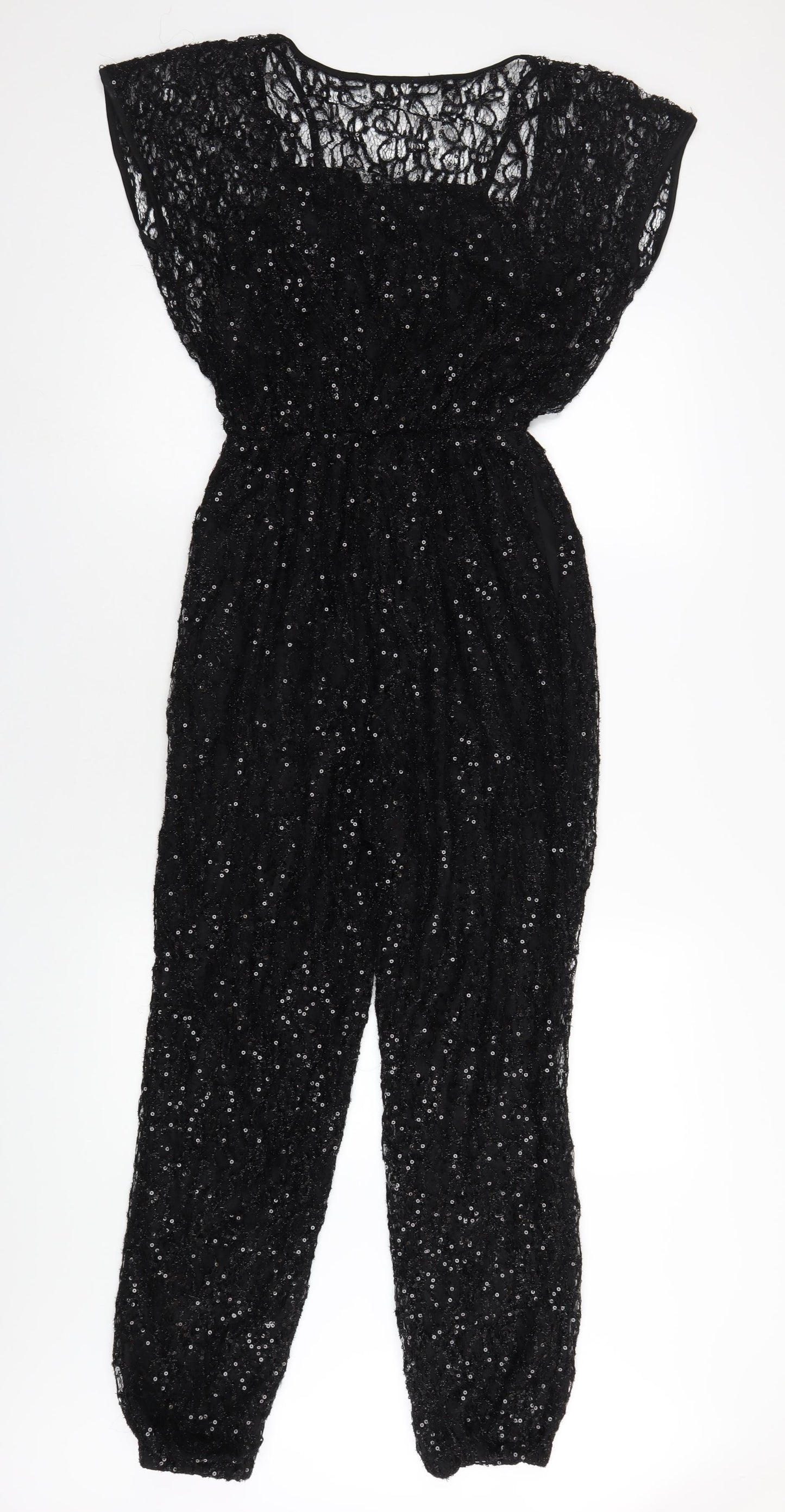 Quiz Womens Black Polyester Jumpsuit One-Piece Size 14 L28 in Pullover