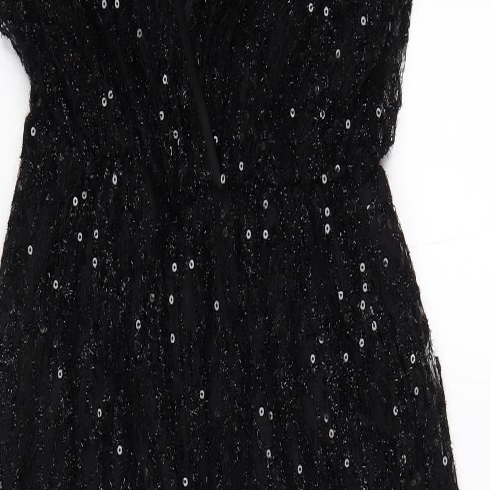 Quiz Womens Black Polyester Jumpsuit One-Piece Size 14 L28 in Pullover
