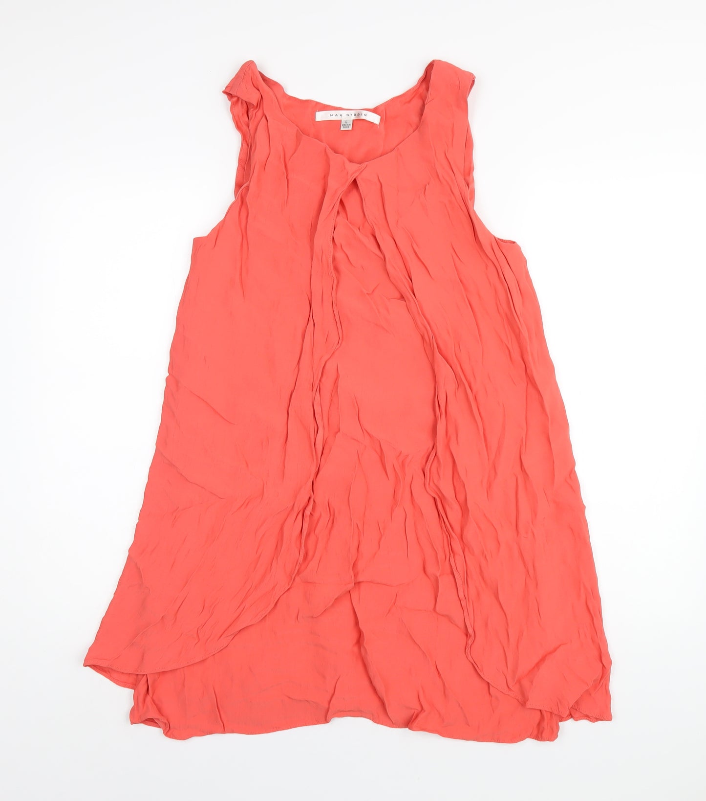 Max Studio Womens Orange Viscose Tank Dress Size L Scoop Neck Pullover